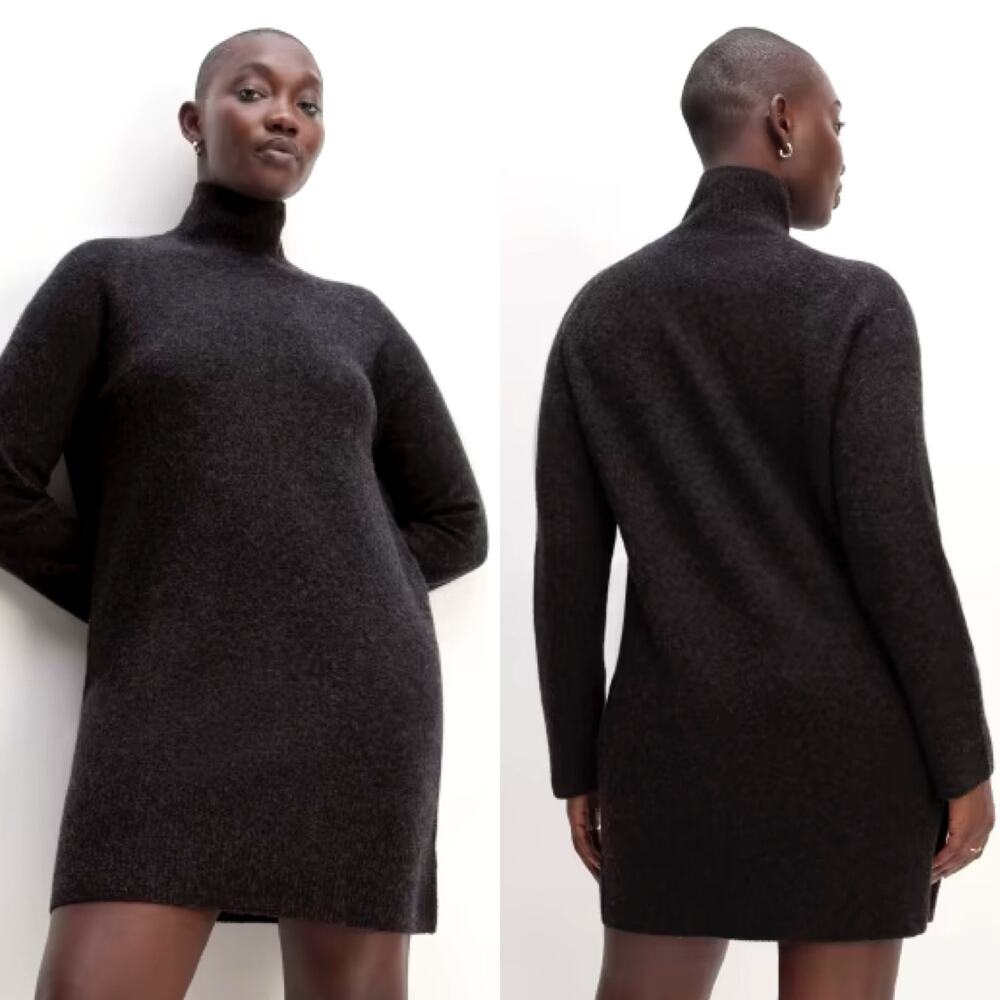 Everlane The Cozy Stretch Turtleneck Dress Charcoal Women's XXS NWOT